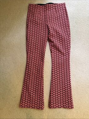 Zara Rose Pink & Black pattern pull on stretchy pants